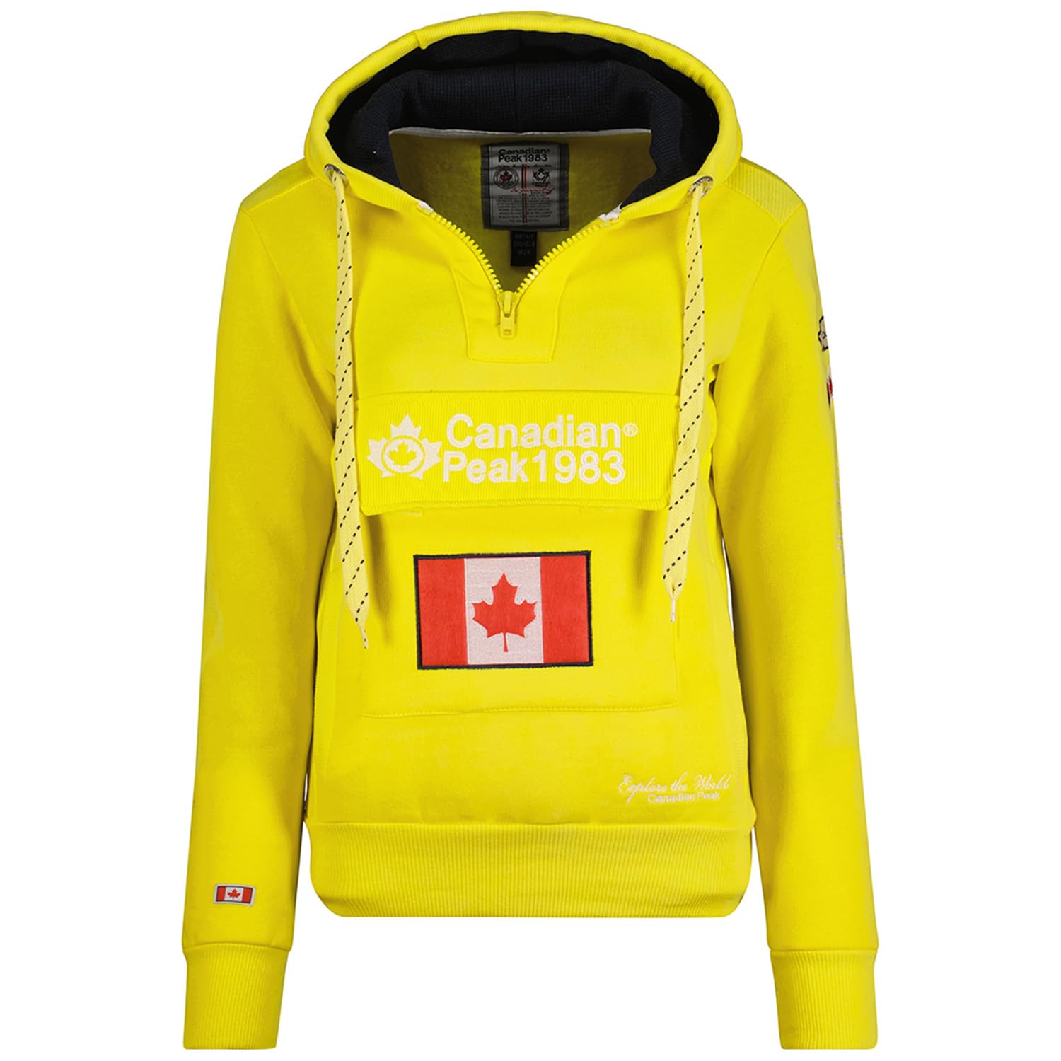 Canadian Peak Gyrelle Lady Damska bluza z kapturem i kieszeniami - Bluzy z długim rękawem Ciepła kurtka - Zamek błyskawiczny Sweter damski Wiosna Lato Jesień Zima (Neonowy Żółty M)