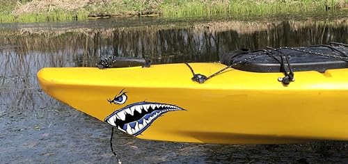 Vista 3 de Kayak Stickers Decals Waterproof,2 Pairs Shark Teeth Sticker,Flying Tiger Decal,Warhawk Sticker,Shark Decal for Kayak Canoe Fishing Boat Car Truck