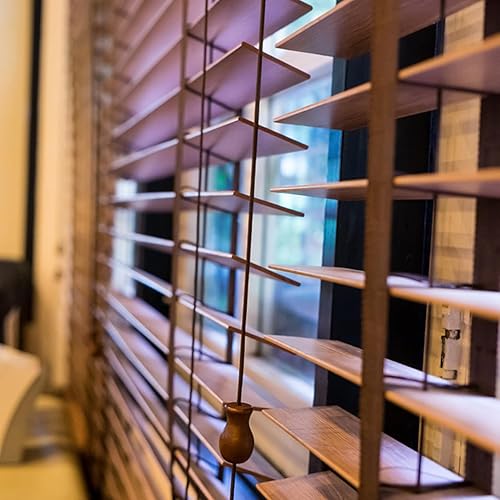 Miniatura 6 de Artibetter 12 piezas de cortina colgante de madera blanco ventilador de techo rústico ventilador de techo de madera persianas persianas persianas de