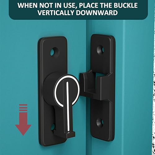 Miniatura 6 de Cerradura de puerta de granero, cerradura de puerta de granero de 90 grados, cerradura de puerta corredera abatible resistente para armarios, puerta