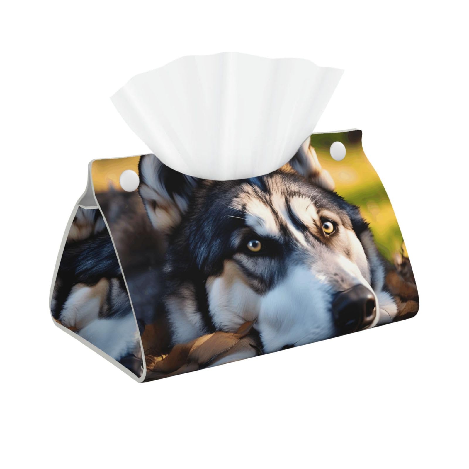 Husky Dog Pattern Print Long Tissue Box Cover Tissue Dispenser Box For Living Room, Office, Car, Bathroom