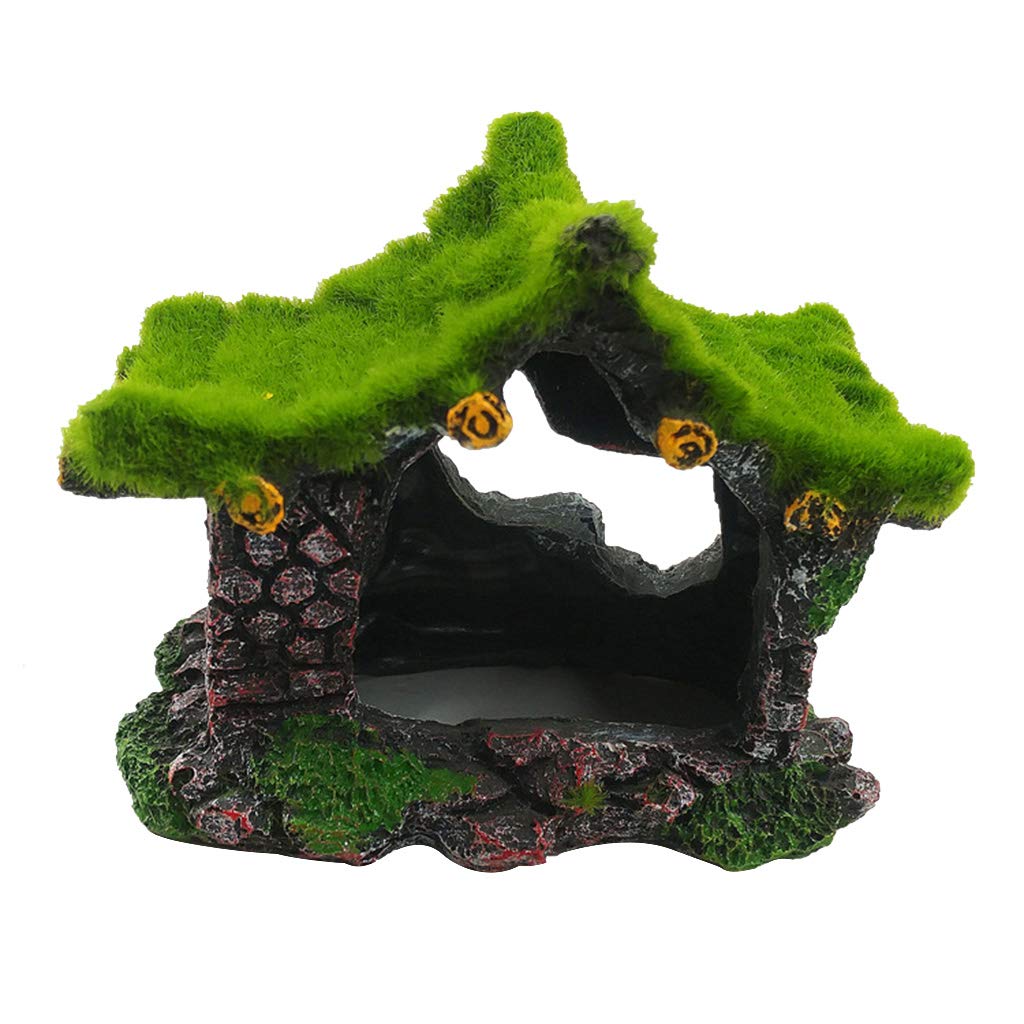 NEWFT FishTank Decoration Aquarium Hideaway Worn-out House Theme Resin Ornament Rock Cave Landscape Adornment