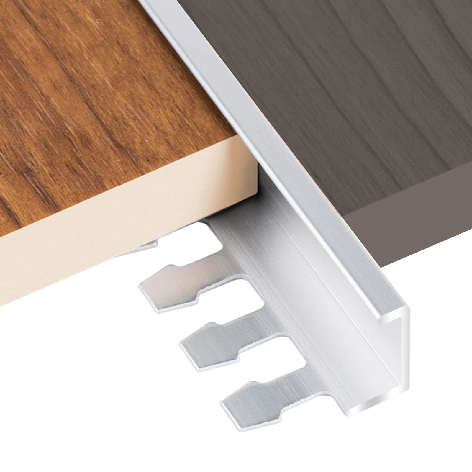 Remys Silver Waterproof Cuttable Thresholds Reducer Wood To Tile,Flooring Transition Strip For Front Door Doorway, 35/39/47/55/59 Inch Long Edge Trim(,130Cm/51.2In)