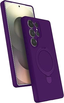 Galaxy S25 Ultra ile Uyumlu Regal Mgsafe Standl  Silikon Kapak Derin Mor, Regal-Samsung S25 Ultra
