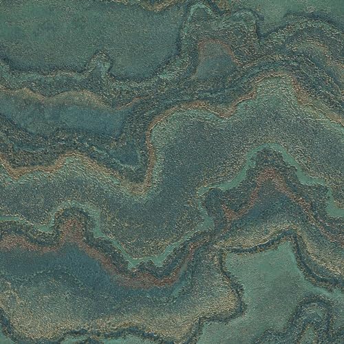 Livingwalls 396593 Wallpaper with Marble Look Design Marble in Dark Green, Blue, Bronze - Image 2