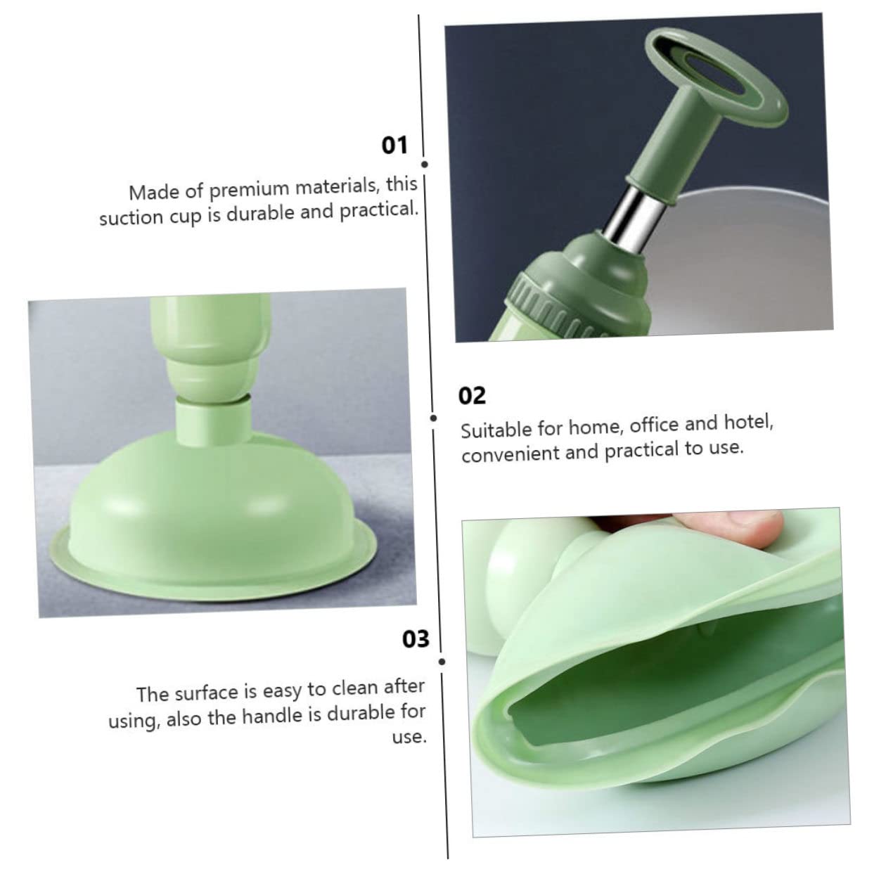 Ciieeo Stura Water a Pressione 2 Pezzi, Pompa Stura WC in PVC e Acciaio Inox, per Bagno e Cucina, Rimuove Blocchi Maggiore Pressione