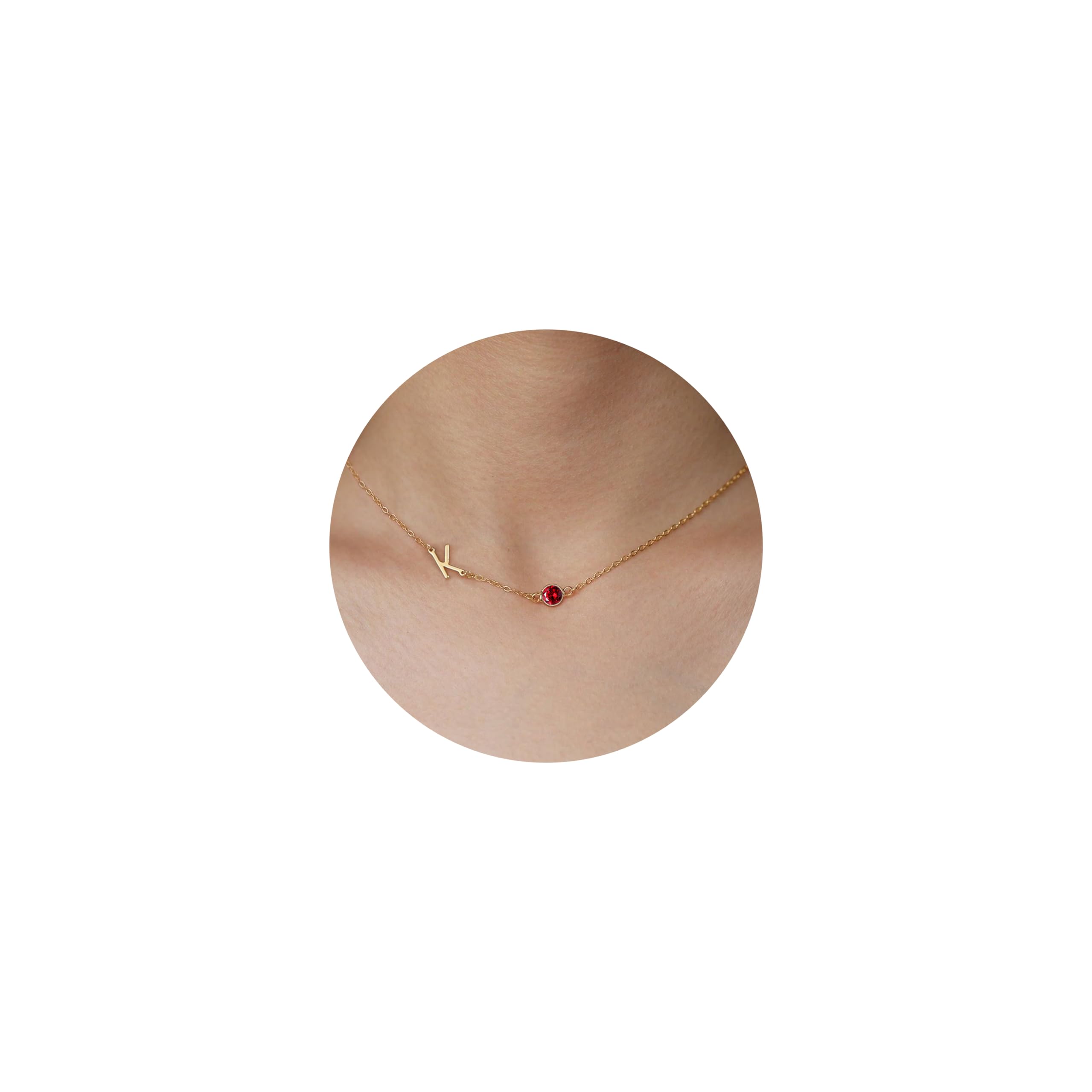 Birthstone Necklace for Women Birthday Gifts for Teen 14K Plated Gold Initial Necklace Initial A-Z Birthstone Pendant Necklace Mom Birthday Gifts Valentine's Day Gift for Her