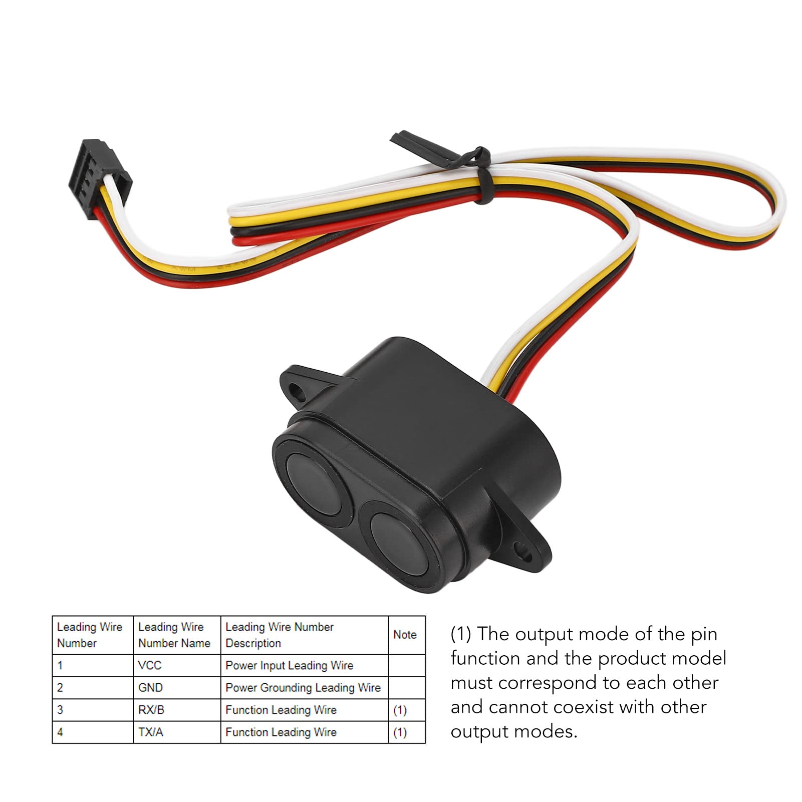 Sensor de Distancia de Rango Ultrasónico, Diseño de Bajo Consumo de Energía, Procesamiento Acústico Híbrido, Protección IP67 Pulso PWM, DC3.3 12V Adecuado para Energía de Batería