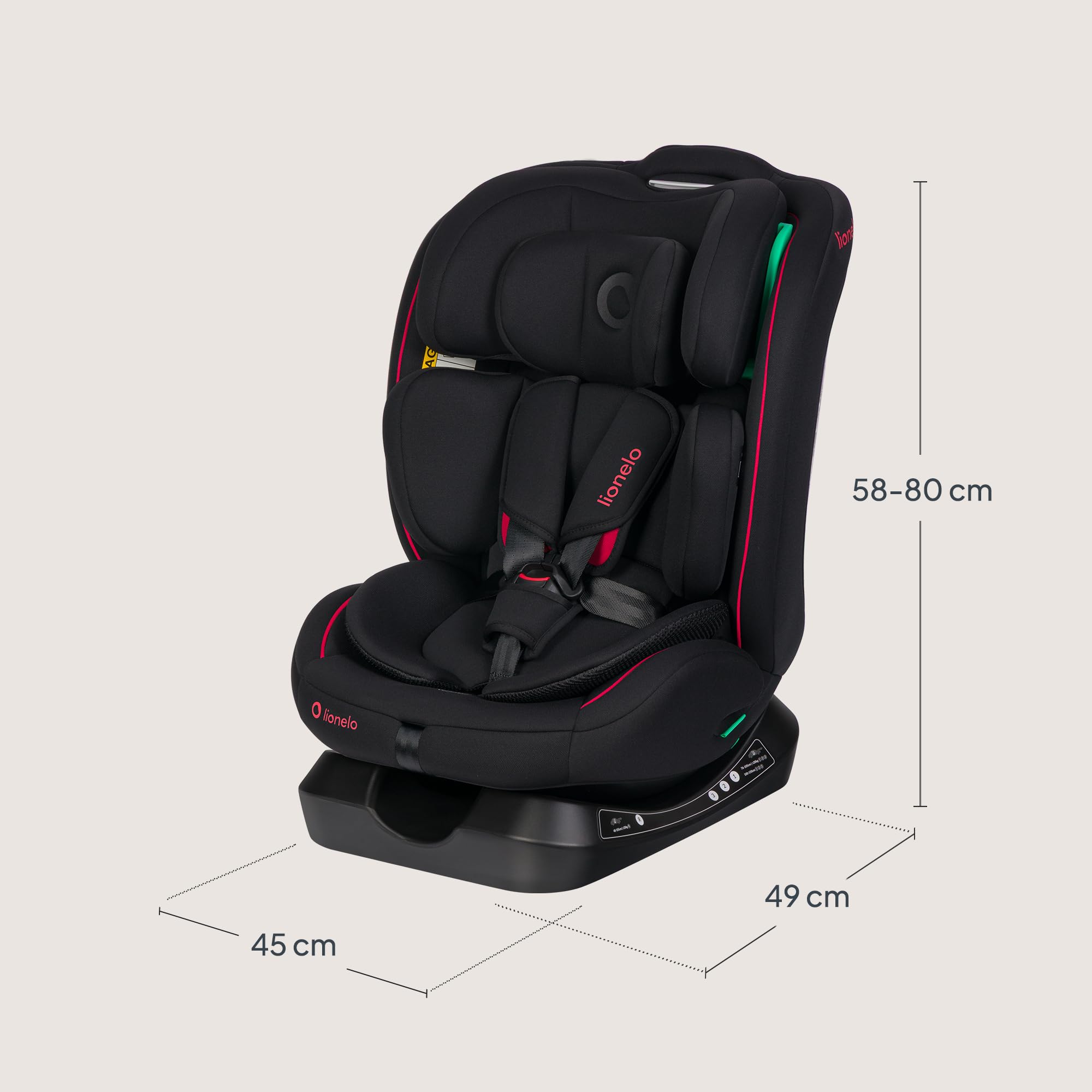 LIONELO AART I-SIZE Si?ge Auto Bébé 40 ? 150 cm, Installation avec Ceinture de Sécurité, Réglage de l'Appui-t?te et de l'Inclinaison, Insert Lombaire et Réducteur, Norme R129 i-Size Standard