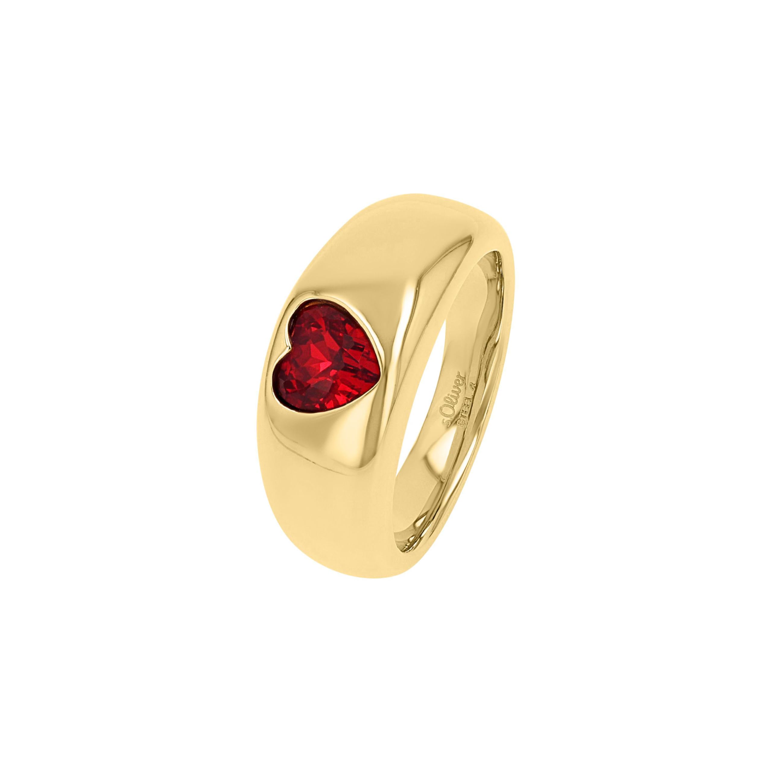s.Oliver Ring für Damen, Edelstahl, mit Zirkonia, gold, Geschenkidee, kommt in Schmuck Geschenk Box, 2040611