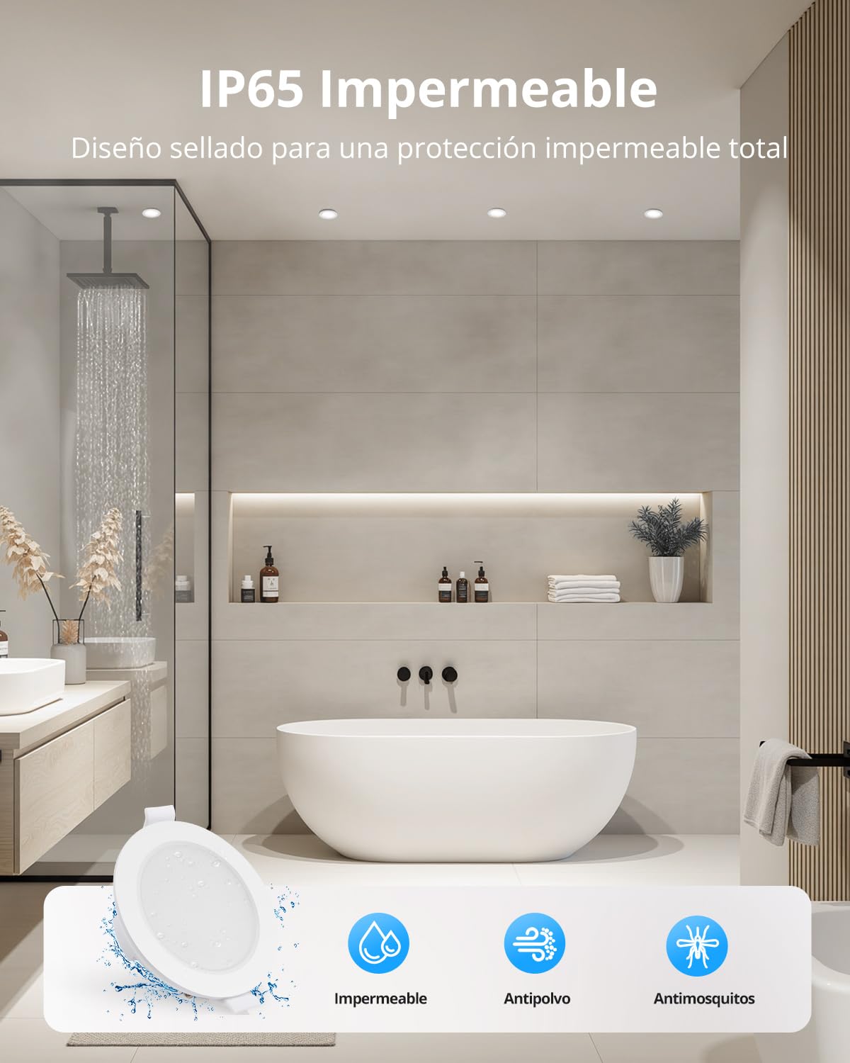 Gr4tec Downlight LED Techo Empotrable IP65, 5W Ojos de Buey 4000K, 20 Pack