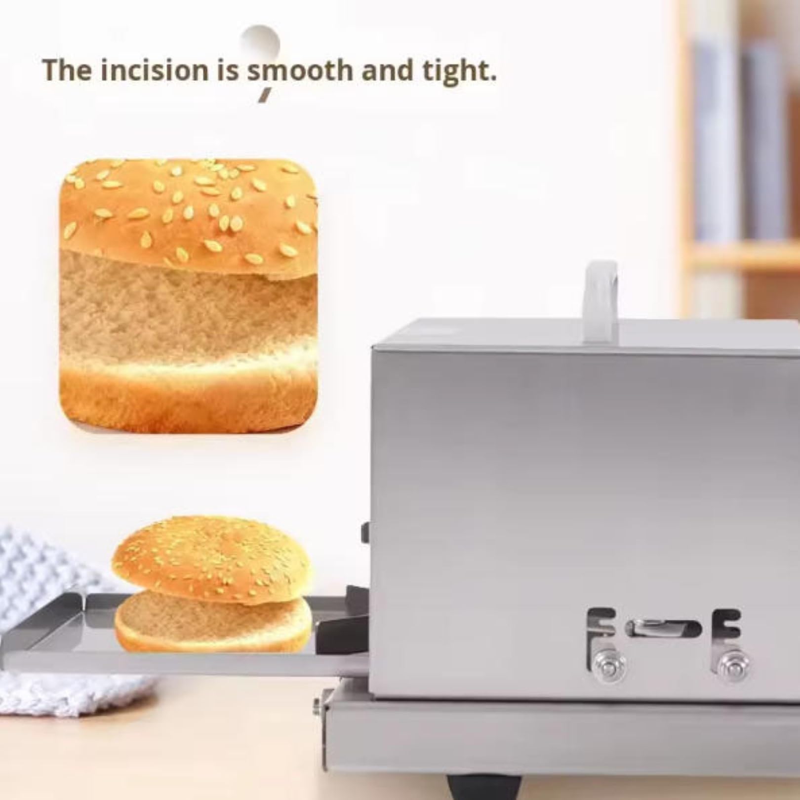 Cortador de pan comercial, grosor ajustable, corte de acero inoxidable para hamburguesas, pasteles, bagels