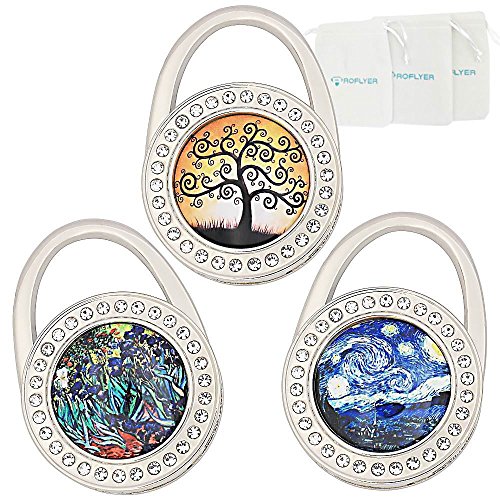 ROFLYER Purse Hook Set of 3 - Foldable Handbag Hanger Folding Table Hanger (S01)