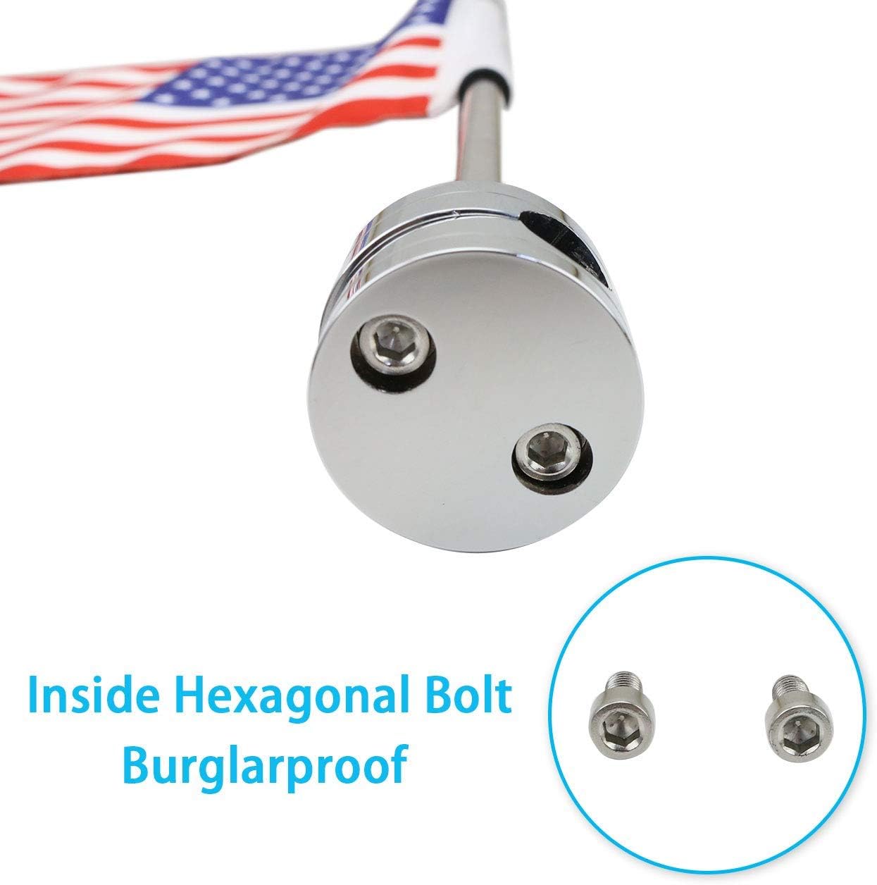 6x10'' Motorcycle Red American Flag & Flagpole Mounts for Harley Yamaha Honda Goldwing CB VTX CBR Black Stainless Steel Flagpole fit 1/2'' Luggage Rack