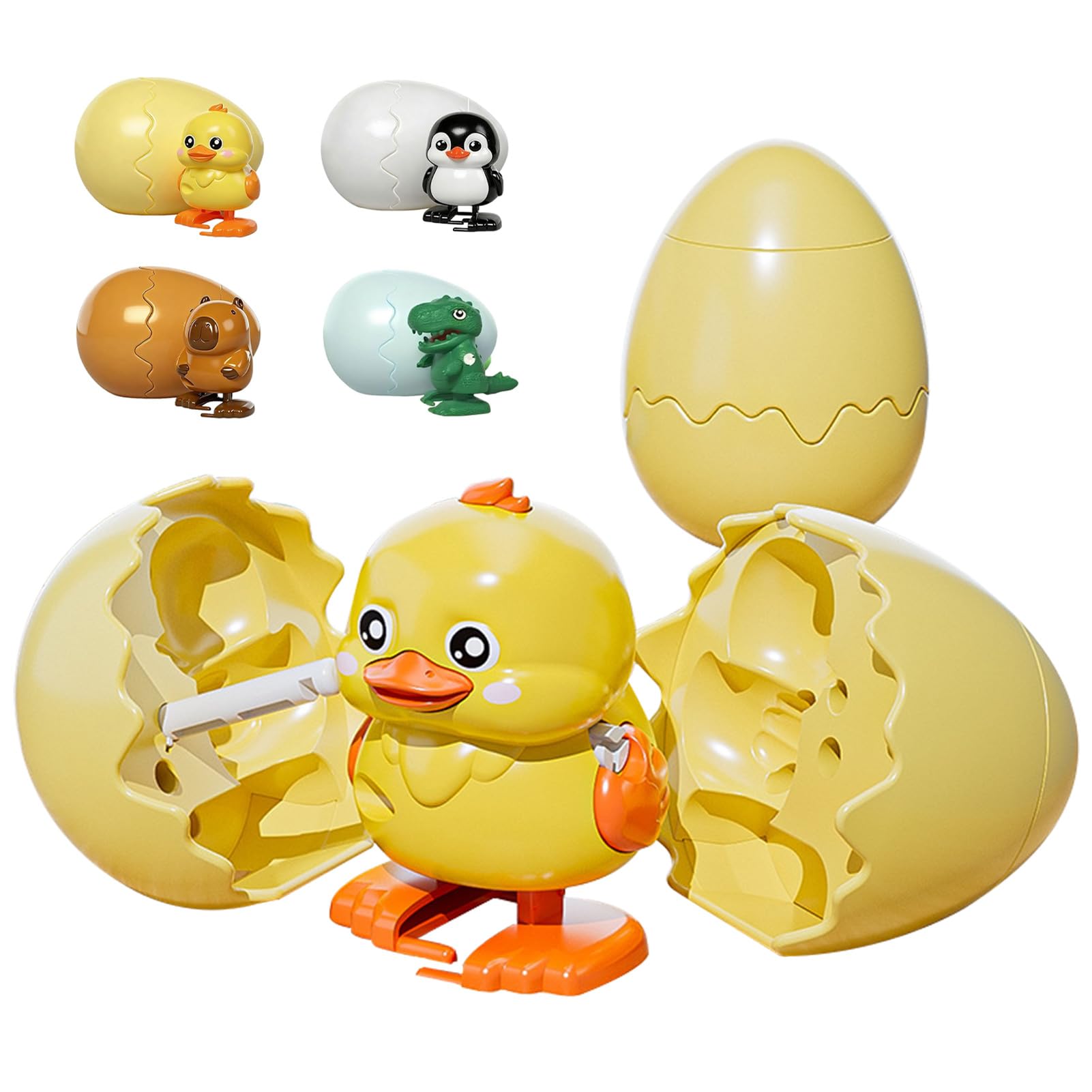 GZWY Aufziehbare Tier-Überraschungseier, Ostern Wind-Up Animal Hatching Surprise Egg, Wiederverwendbares Uhrwerk-Spaß-Tierspielzeug, Drehen Sie das Ei, um EIN laufendes Tier auszubrüten (A)