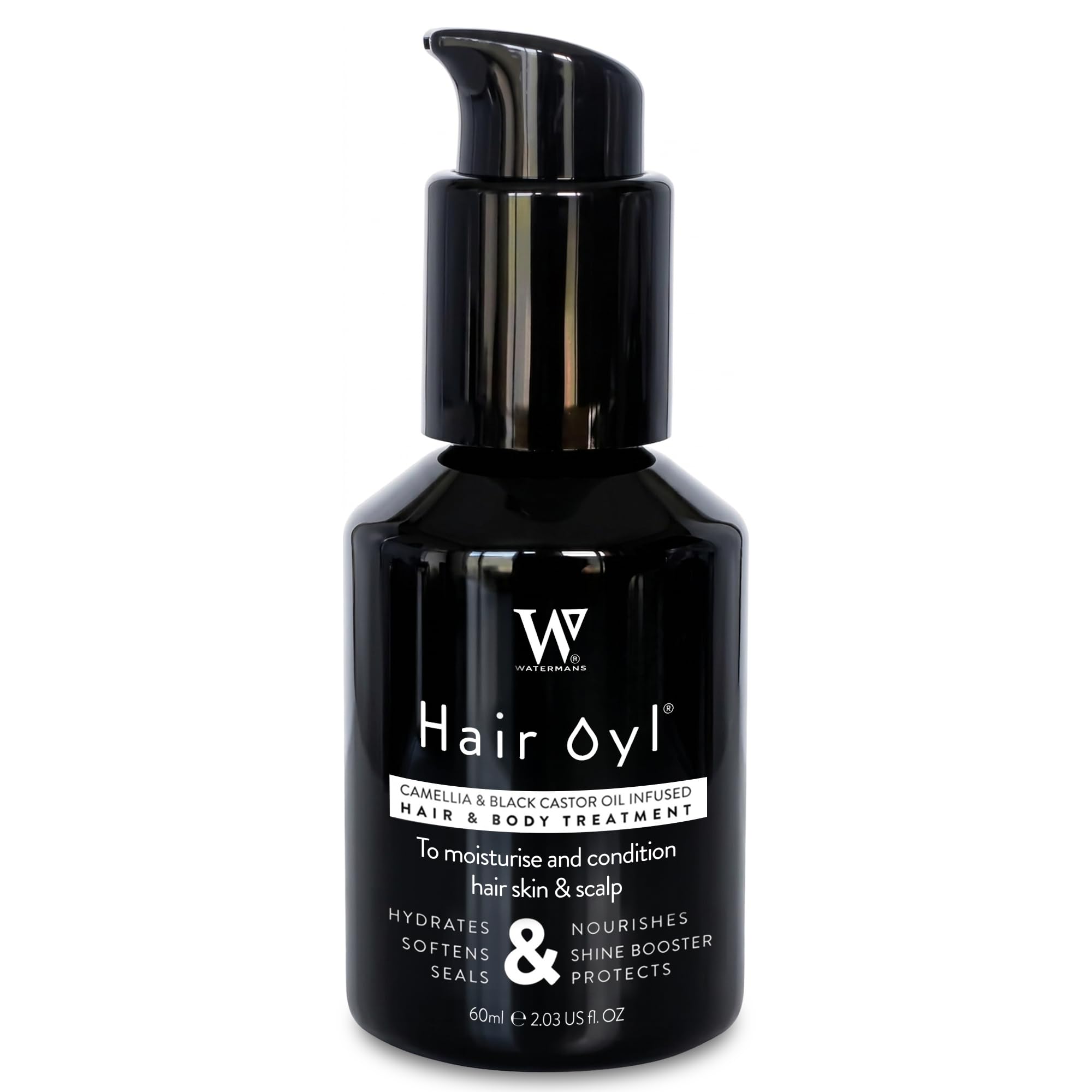 Hair Oyl - Hair Growth Oil for Dry, Frizzy & Damaged Hair with Camellia & Black Castor Oils - Lightweight Head & Body Oil for Shine, Smoothness & Hydration for Women & Men, 60 mL