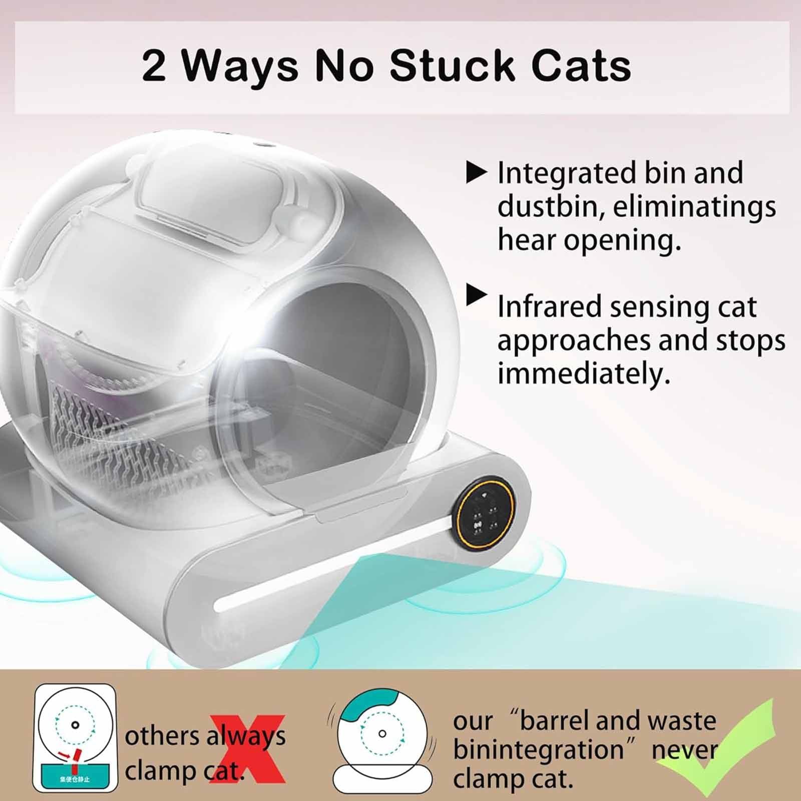 PixCy Lettiera per Gatti Autopulente,Lettiera per Gatti Automatica con capacità Extra Grande,Toilette per Gatti Automatica A Doppio Sensore,Controllo App,Eliminazione degli Odori
