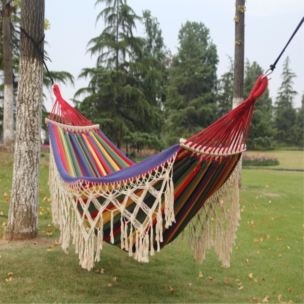 Hammock Outdoor Swing Anti-Rollover Indoor Home Outdoor Camping Dormitory Adult Double Canvas Hammock Swing,B