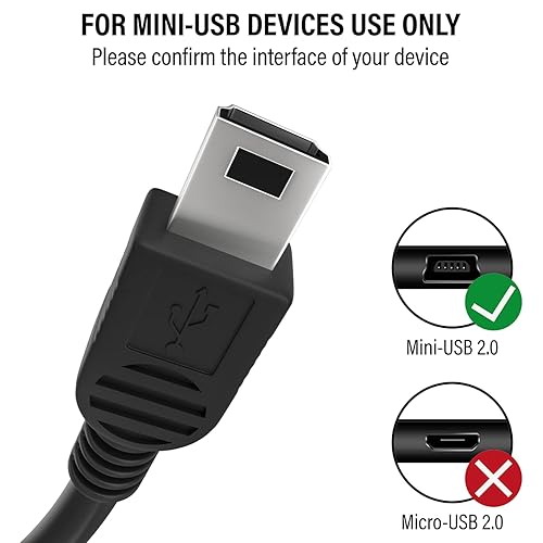 Miniatura 2 de Maeline Cable USB 2.0 para cámara Mini USB de carga Mini B Cable Perfecto (paquete de 1) Negro