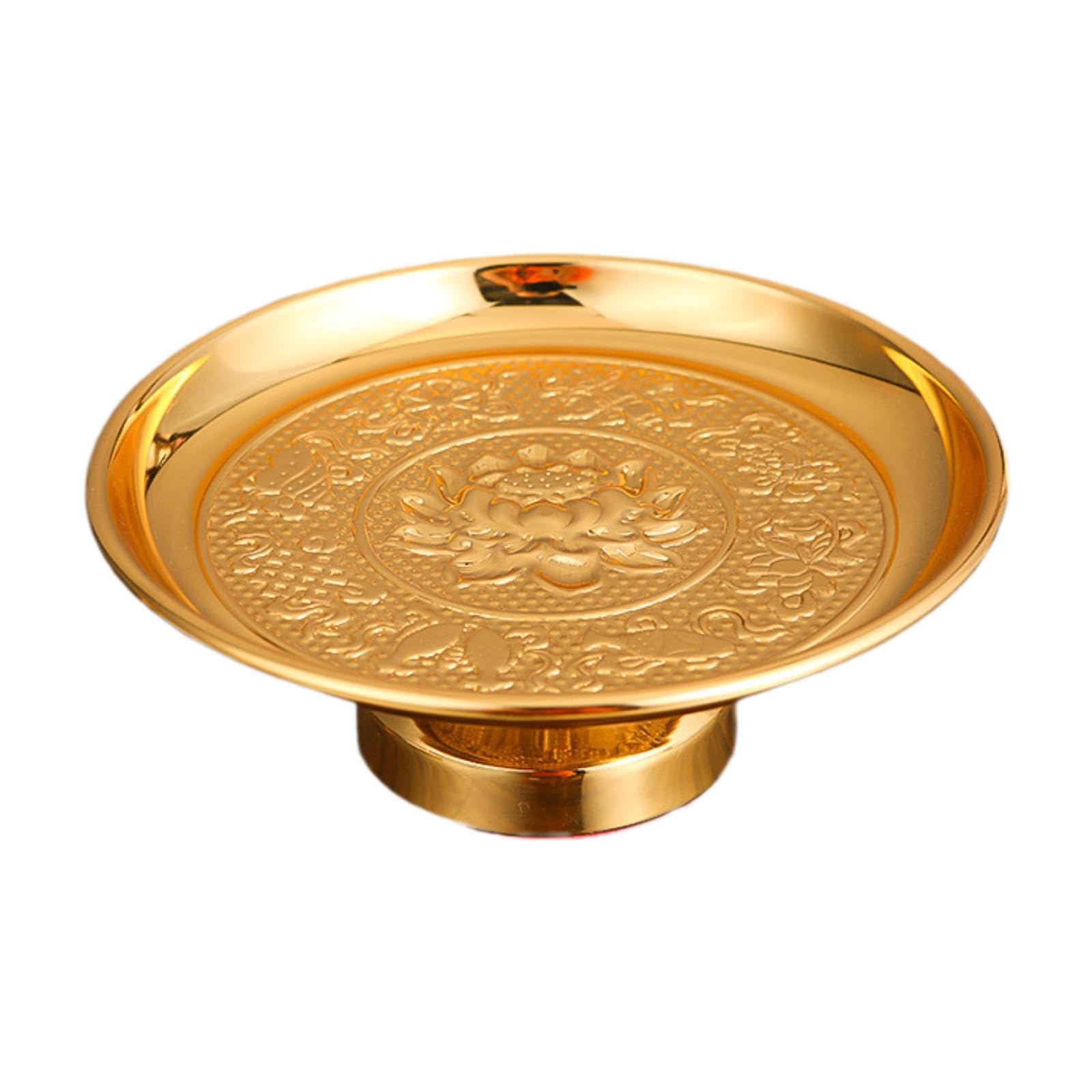 AMSLSIU Alloy Fruit Bowl With Beautiful Presenting Snacks Buddhist Plate Offering Bowls Home Buddhist Plate Offering Bowl Is Suitable For Personal And