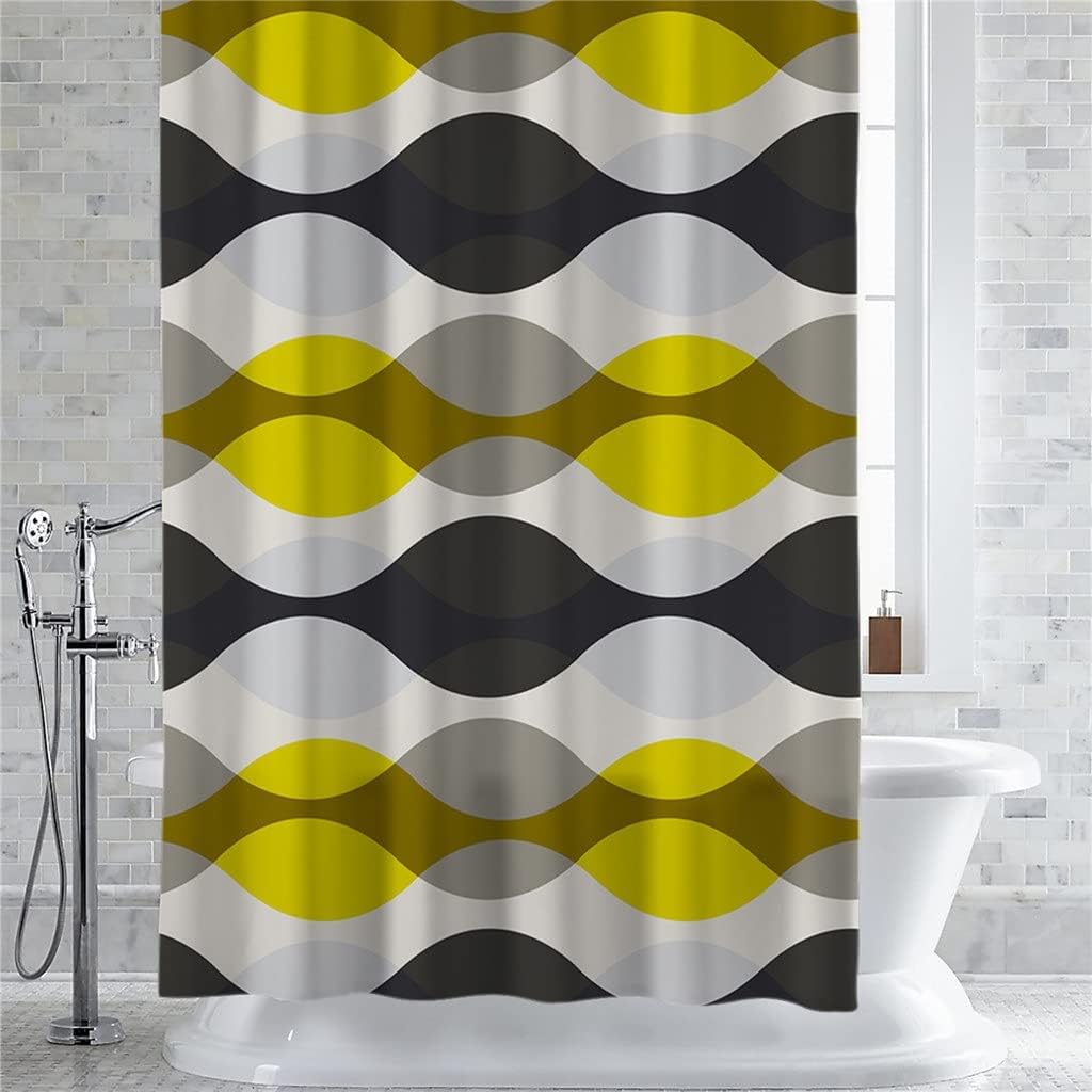 Water Drop Shape Geometric Texture Ripple Shower Curtains Waterproof Polyester Bath Curtain Bathroom Decor(183x183cm)