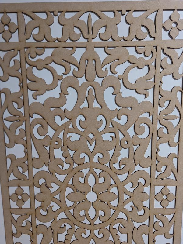 Panneau décoratif en bois - Cloison murale - Grille de radiateur - Décoration de meubles - Découpe au laser - Panneau MDF de 3 mm d'épaisseur - Dimensions : 1200 x 610 mm - Motif (001C) - Fabriqué au