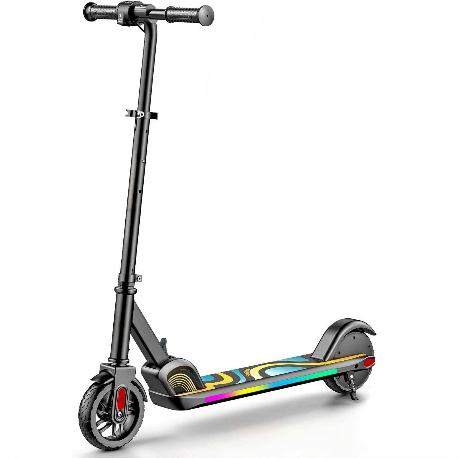 C9 Pro Kids Electric Scooter Ages 8-12, Colorful Rainbow Lights, E-Scooter for Kids 3.9-5.2 ft, 132 lbs, 5 Miles Range, Up to 40 min Ride Time, 5/8/10 MPH, 3 Adjustable Heights