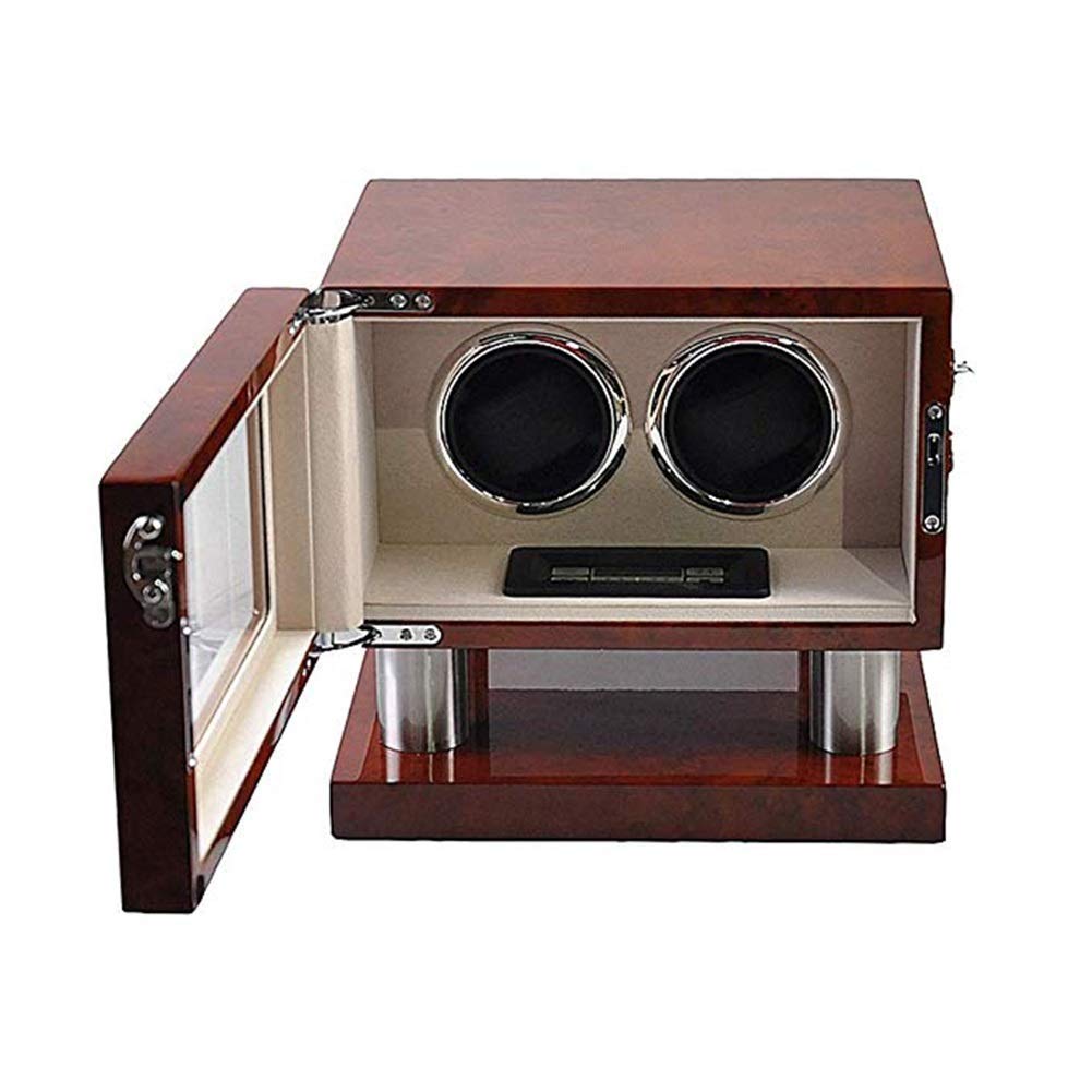 Caricaorologi 2 Orologi in Legno, con Motore Silenzioso E Display Digitale LCD, Scatola di Carica Automatica, Vernice per Pianoforte