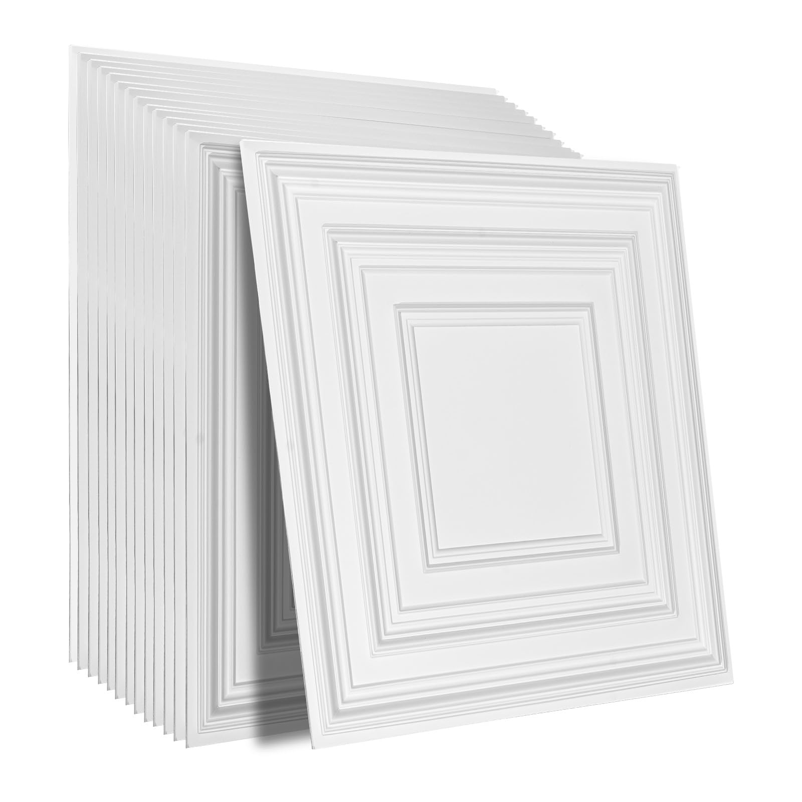 VEVOR Paneles para Techo Suspendidos, Paquete de 12, Láminas de PVC de Primera Calidad, Fácil Instalación/Corte, Plástico, para Decoración del Hogar/Oficina, Patrón de Clavijas Blancas, 605 x 605 mm
