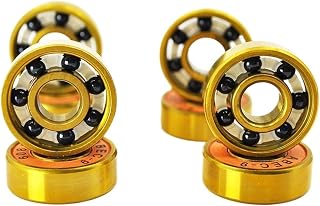 KNWHGGKCV Rodamiento de Bolas de cerámica híbrido Negro 608 2RS, 8 x 22 x 7 mm, de nitruro de silicio, for Patines y monopatines, 8 Unidades