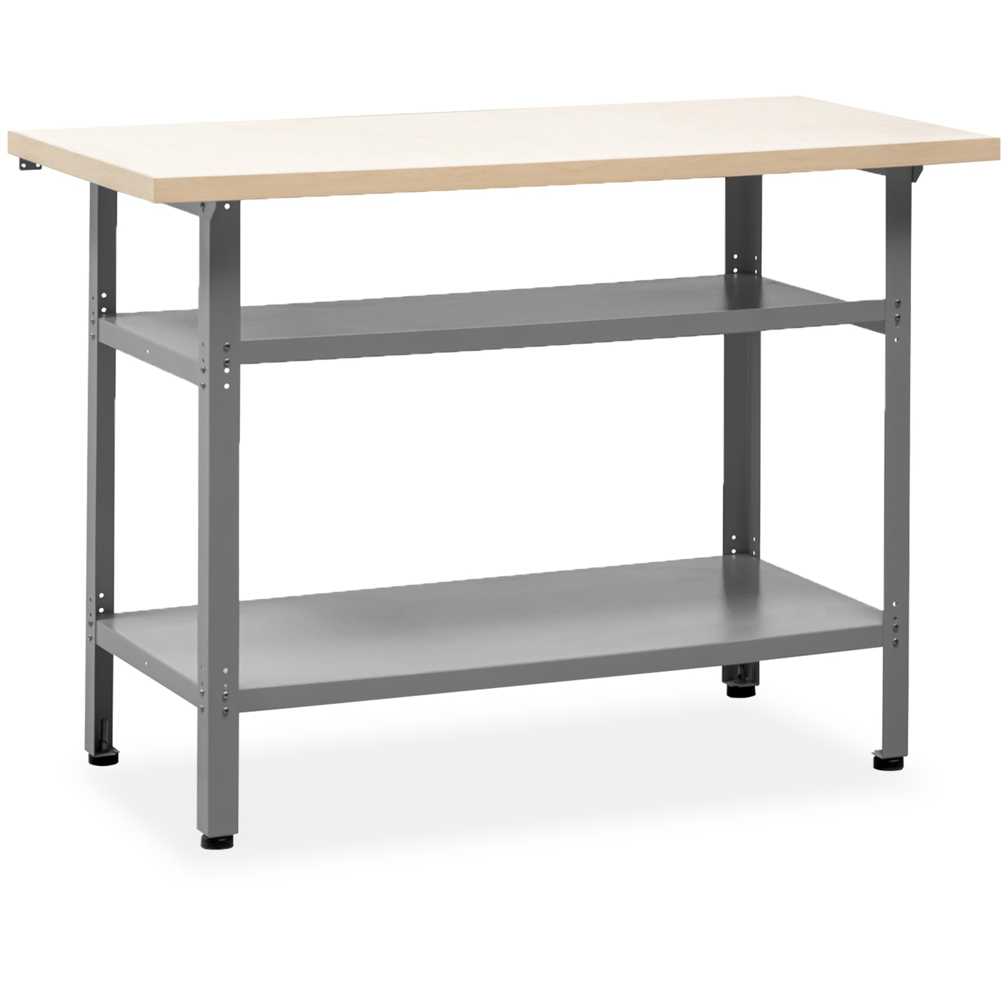 METALLMOBELL - Etabli Atelier Garage | 120x60x84cm, avec Étagères et Pieds Réglables | Table de Travail Bricolage, Établi Atelier, Meuble Garage - MB008G-N