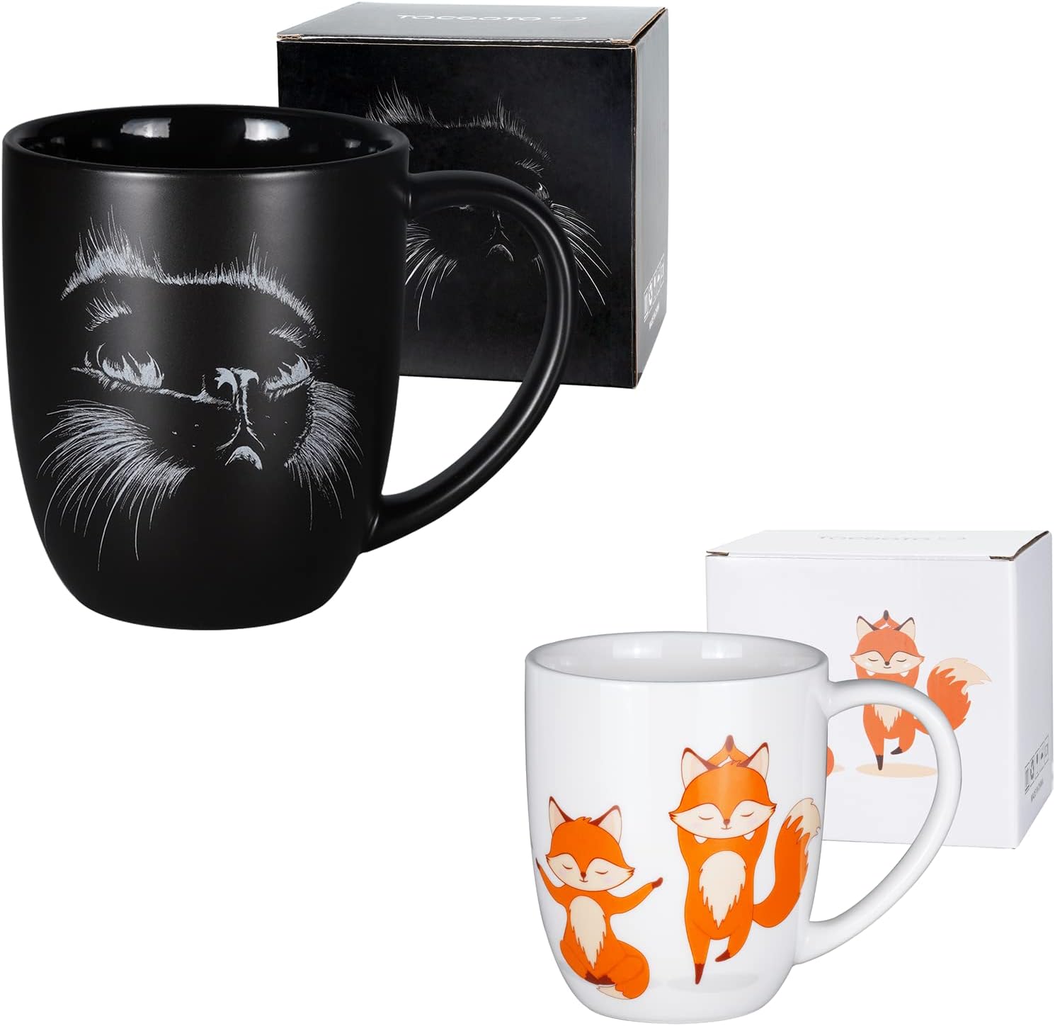 Fox Ceramic Coffee Mug Handmade Porcelain Tea Mug 14 oz Novelty Coffee Mugs for Women and Men Holiday Housewarming Chirstmas Birthday Gifts for Women
