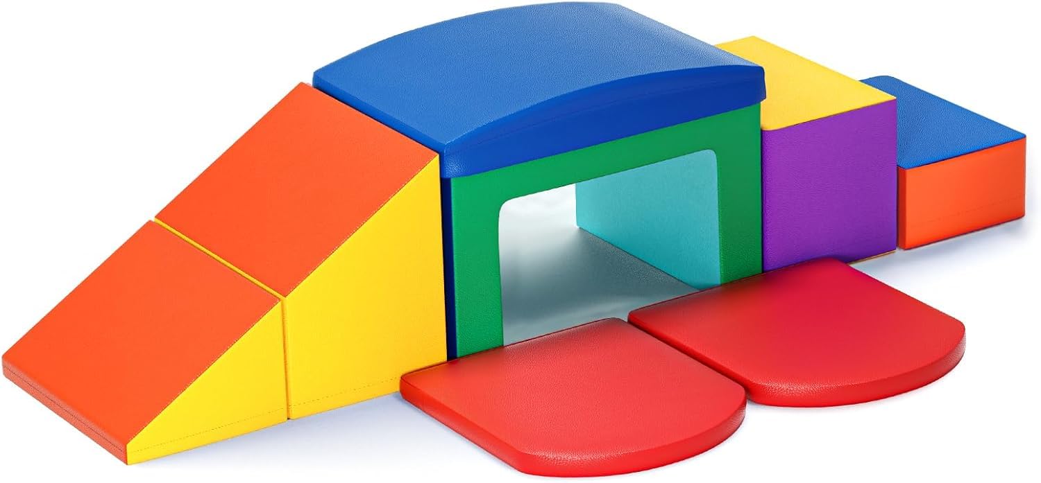 6PCS Schaumstoff-Kletterblöcke für Kinder, Schaumstoff Bausteine XXL, EN71-zertifiziert & rutschfest, Kinder Montessori Spielzeug, Waschbare Hülle für Indoor-Spaß, Baby Soft Playset