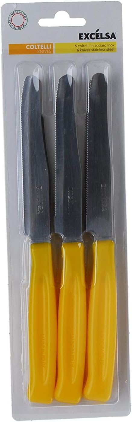 Excèlsa Pack of 6 Assorted Yellow Knives