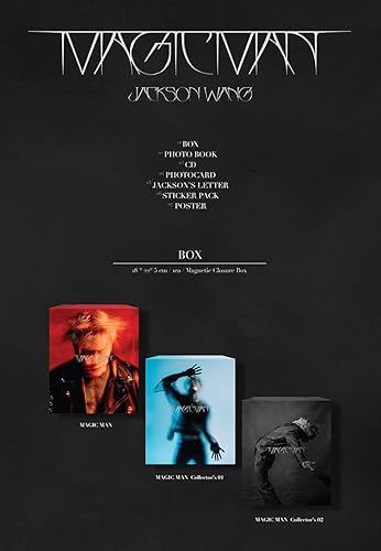 Miniatura 2 de GOT7 Jackson Wang Magic Man Album (MAGIC MAN COLLECTOR'S 01 Ver) + tarjeta de regalo de tienda GOT7 (sellada)  Álbum de exhibición de K-pop, negro