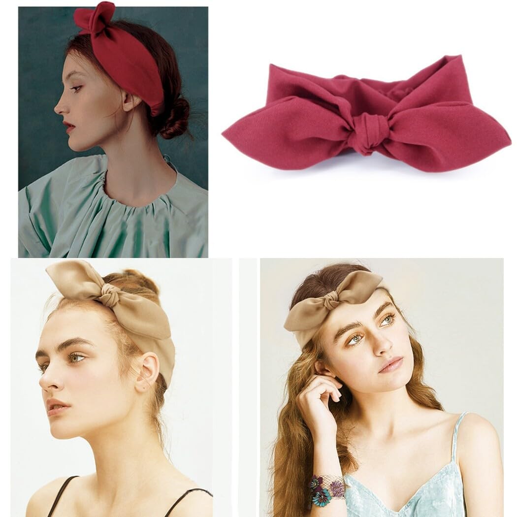 Diademas elásticas con nudo para mujer, 6 bandas de pelo de tela con lazo, accesorios de moda