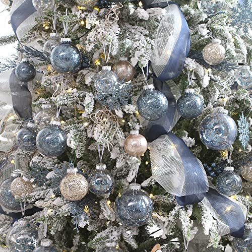 Sea Team Shatterproof Clear Plastic Christmas Ball Ornaments Decorative Xmas Balls Baubles Set With Stuffed Delicate Decorations (60Mm/2.36 Inch 30-Pack, Stone Blue) #TOP5