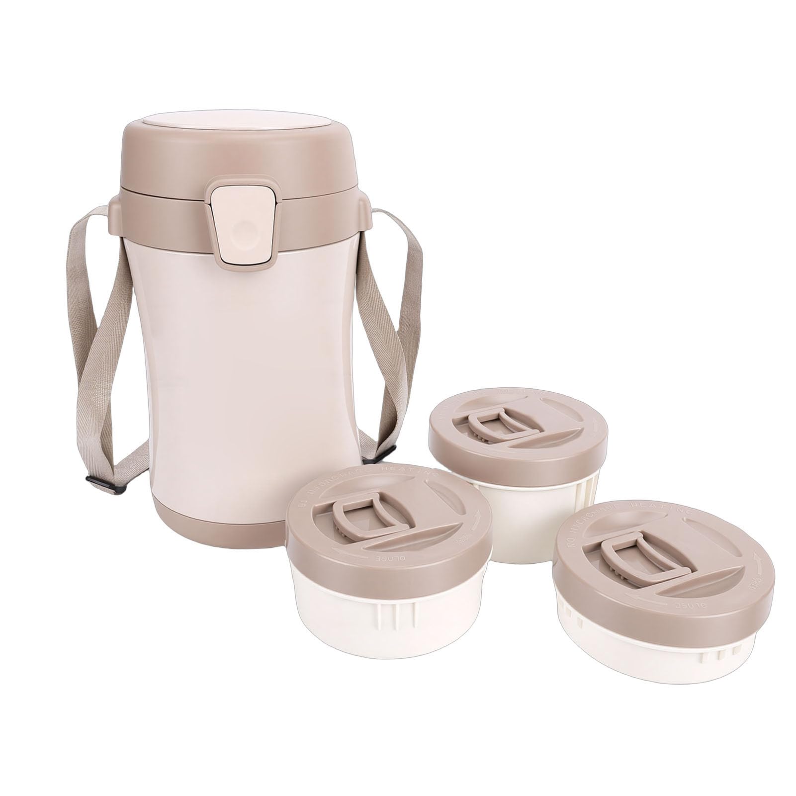 de 3 Compartimentos, Contenedor de Acero Inoxidable con Correa de Transporte para Actividades Al Aire Libre en la Escuela de Comida Caliente