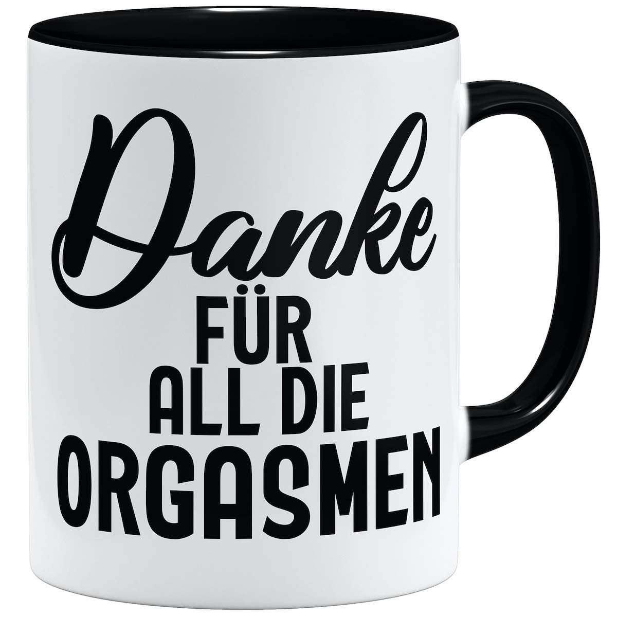 OM3® Mug En Céramique Thanks For All The Orgasms - 325 Ml - Imprimé Des Deux Côtés - Noir
