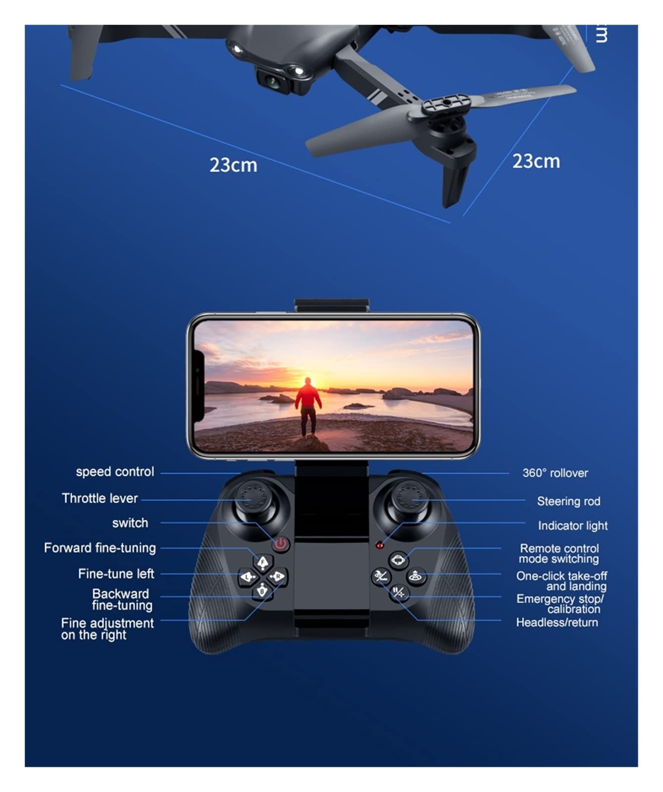 Drone Mini Drone 4K HD Podwójna kamera WiFi FPV Ciśnienie powietrza Wysokość Trzymaj Składany Quadcopter RC Drone Zabawka dla dzieci (Kolor: 1080P-Podwójna kamera-1B Rozmiar: 1) (720P 1Bateria)