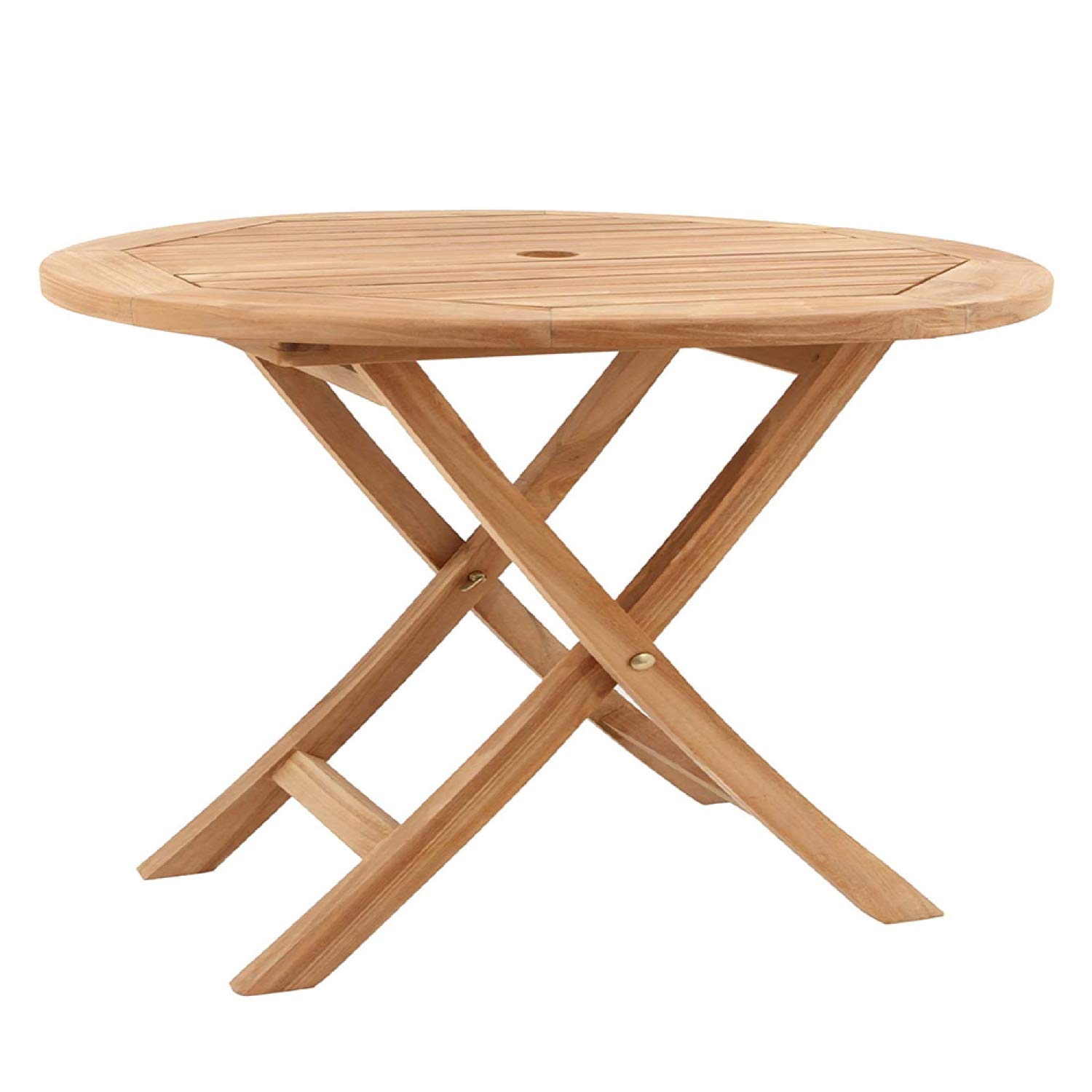 CONCEPT USINE | Table de Jardin Ronde Pliable en Teck 120 cm | Design Mejia | Finition Bois Brut | Gain de Place Pratique | Résistante aux Intempéries | Longue Durée de Vie | Mobilier d'Extérieur