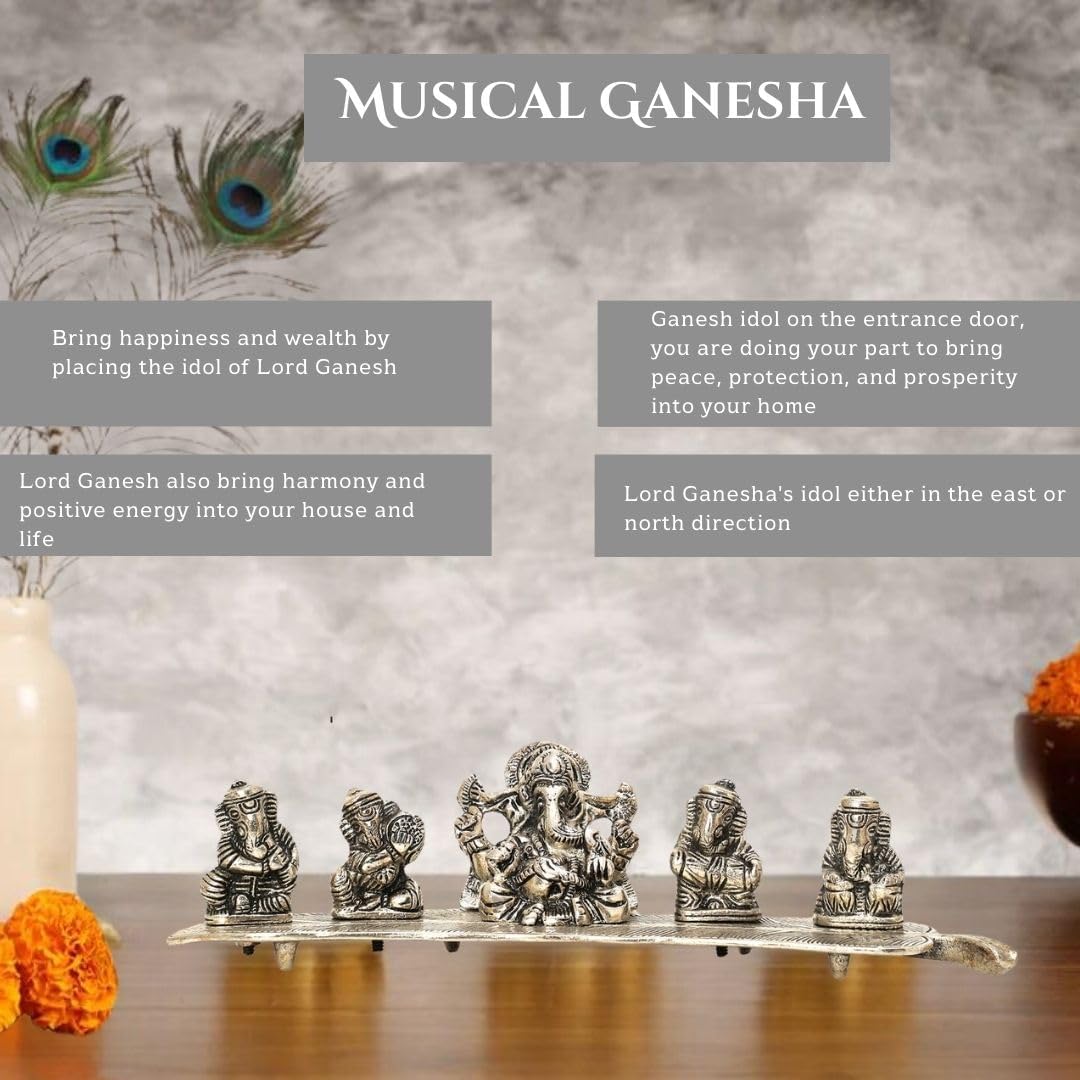 Silver Plated Ganesha Idol - Lord Ganesha Showpiece -4