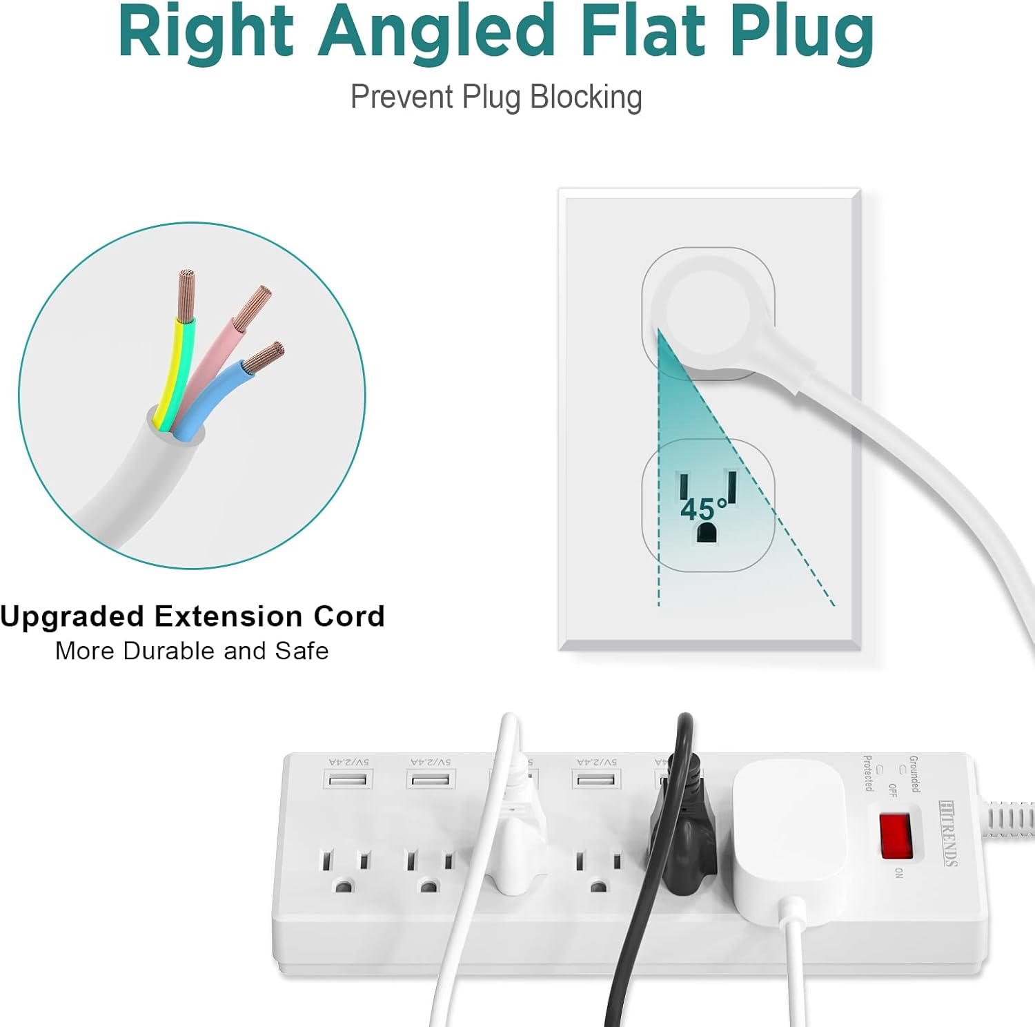 🔥 HITRENDS Surge Protector Power Strip 6 Outlets with 6 USB Charging Ports, USB Extension Cord, 1625W/13A Multiplug for Multiple Devices Smartphone Tablet Laptop Computer (6ft, white)