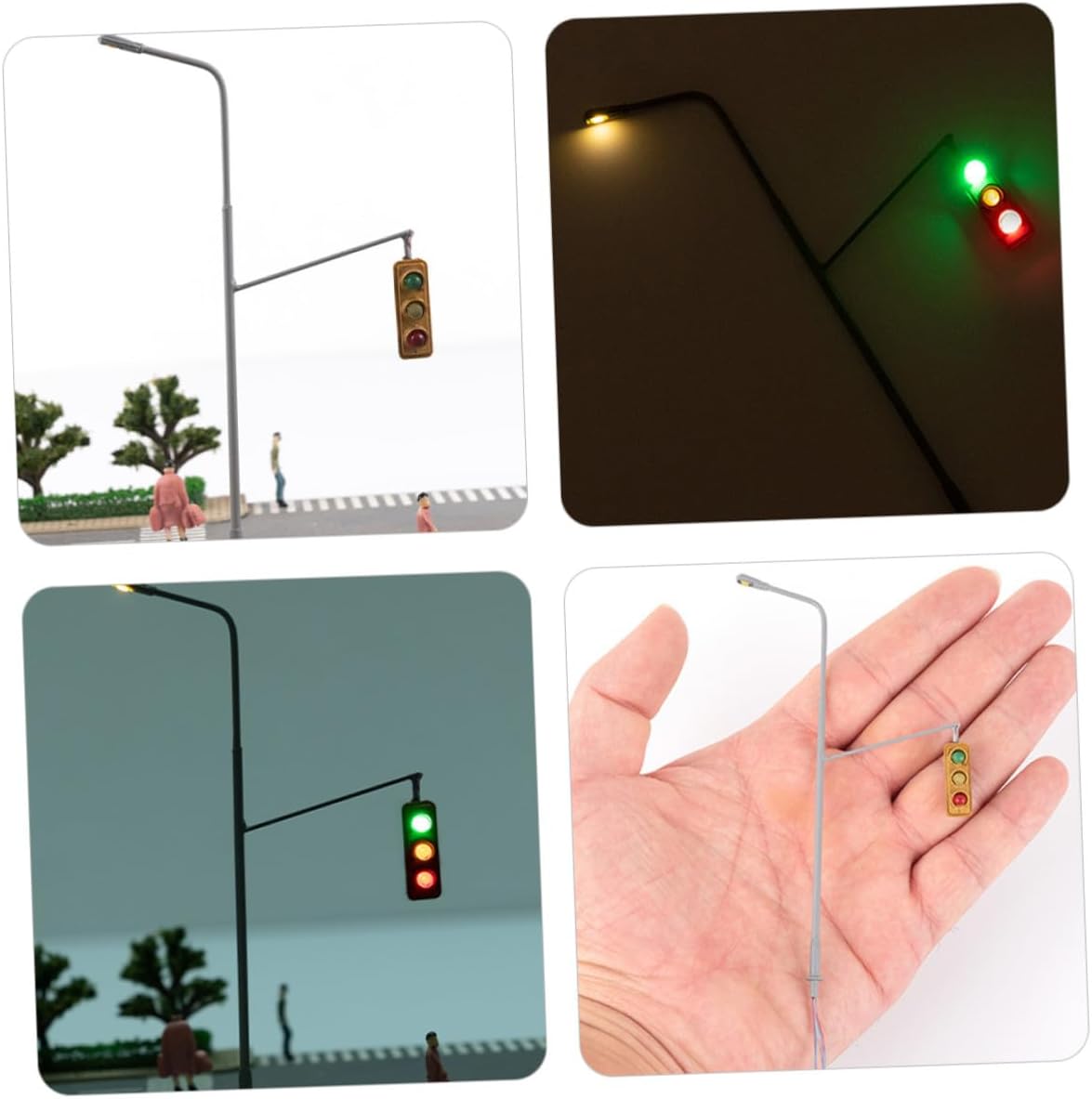 Railroad Light Model Warm White Traffic Signal for Train Layout Sand Table Ornament Miniature Scale Light for DIY Scene Decoration Gift for Train Lovers