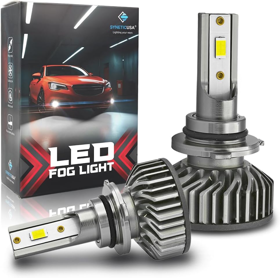 Syneticusa 9006 LED Fog Powersports Light Bulbs 120W CSP 6000K White, Quick Installation Pack of 2