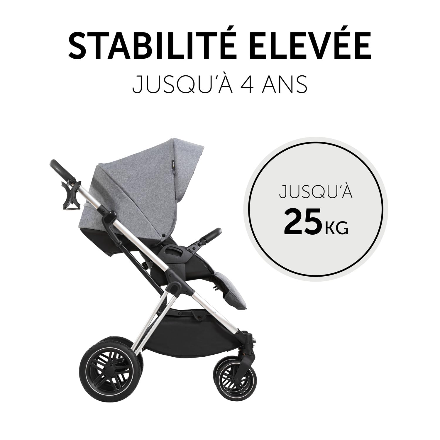 hauck Poussette 2 en 1 Vision X - Avec Nacelle, Siège Réversible et Couvre-Jambes, Roues en Caoutchouc, Pliable et Compacte, Porte Gobelet, Jusqu'à 22 kg - Noir Mélange
