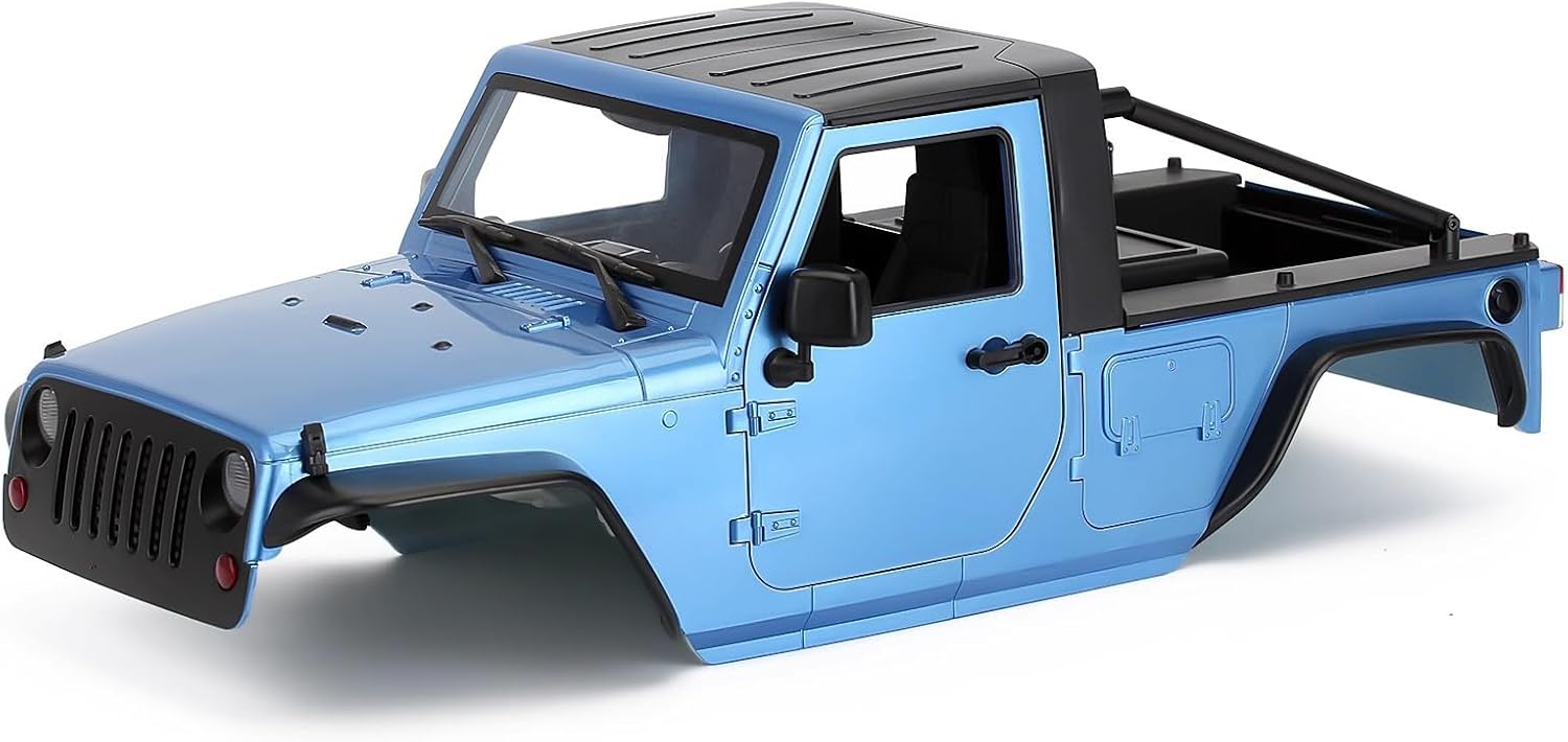 1/10 RC Pickup Body Shell Kit Unassembled - 313mm Wheelbase Wrangler Pickup Body,for RC Crawler Axial SCX10 SCX10 II 90046 DIY (Black)