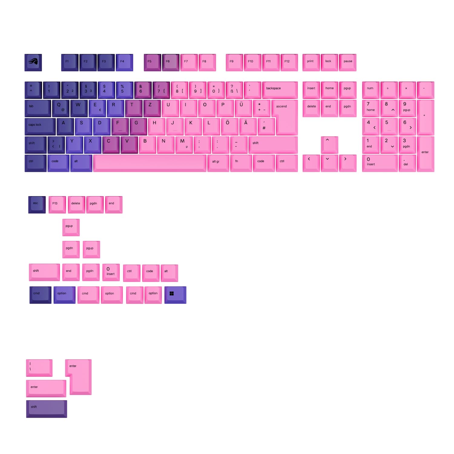 GLORIOUS GPBT Nakładki DE PBT Cherry (Nebula)