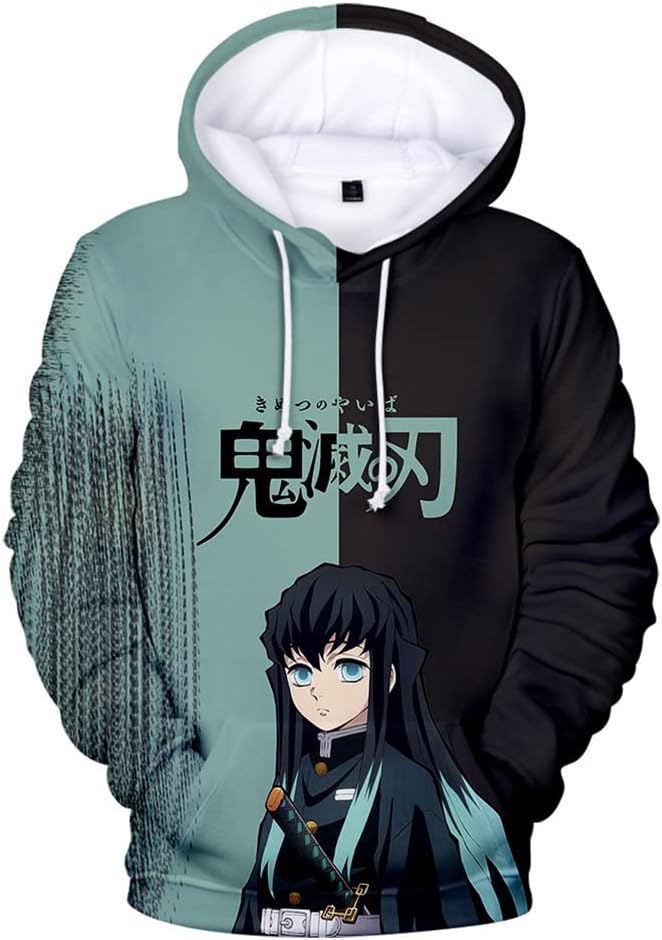 NUFRUnisex Demon Slayor Hoodie -3D Anime Printed Hooded Sweatshirt Cosplay NoYaibe Pullover Hoodie for Men and Women