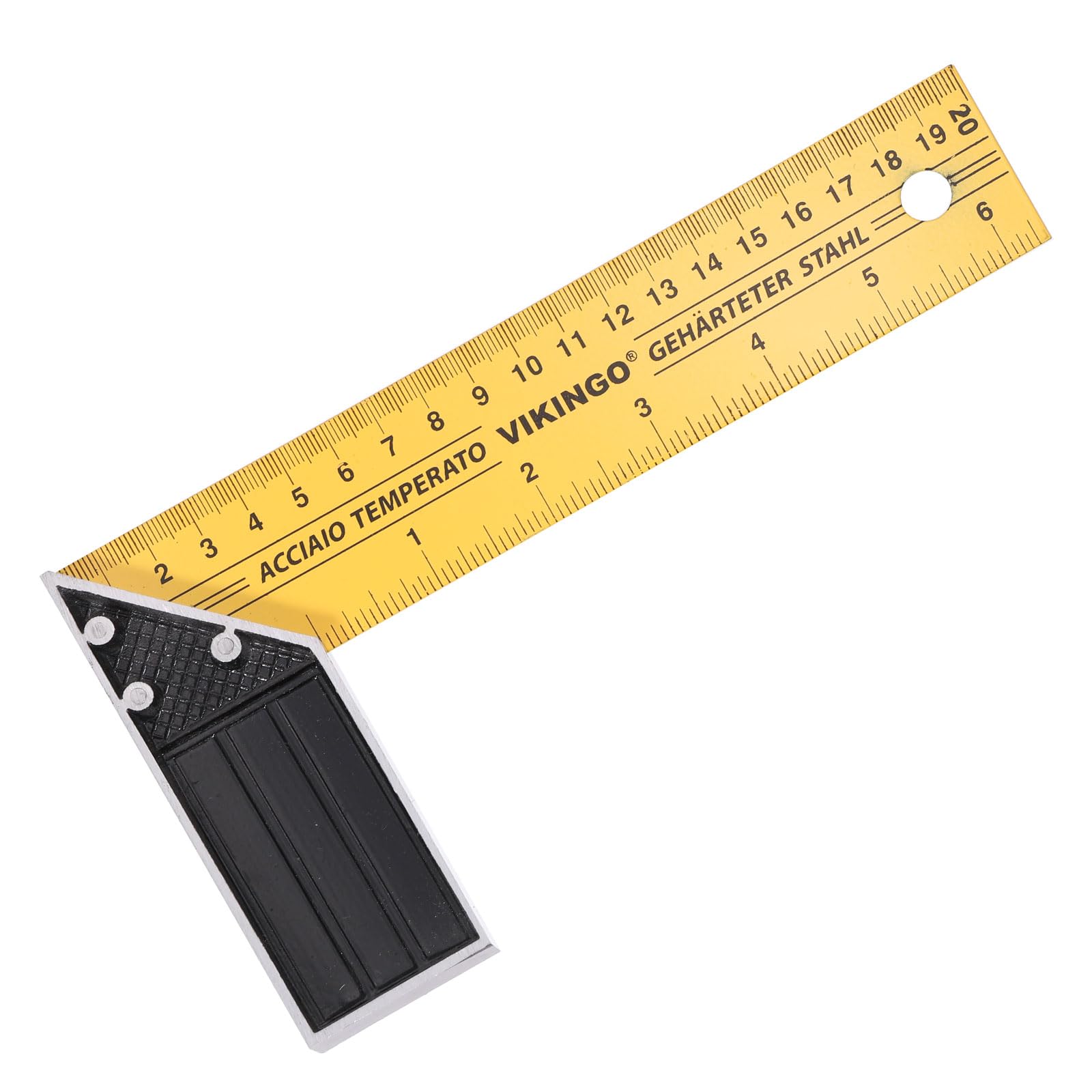 sourcing map Woodworking Square Ruler 20cm Carbon Steel Try Square Precision Framing Carpenter Tool Right Angle Ruler with Aluminium Handle for Professional Carpentry, Yellow Black